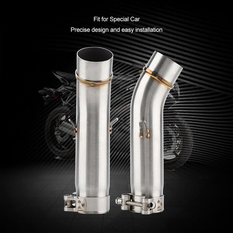 Jeffergarden - Duokon 51mm Tuyau Médian D'échappement moto,Connecteur de Tuyau D'échappement, Tube de liaison Intermédiaire pour CB400 (argent)