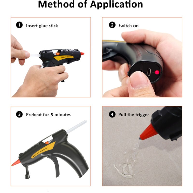 Jeffergarden - usb Lithium-Ion Hot Melt Glue Gun Set with 50pcs 0.7150 mm glue sticks