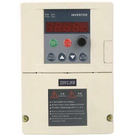 Jeffergarden Variateur de Fréquence VFD, Convertisseur de Fréquence d'Inverseur d'Entraînement Entrée Monophasée Sortie Triphasée d'Affichage Numérique de 220V 2.2KW Onduleur