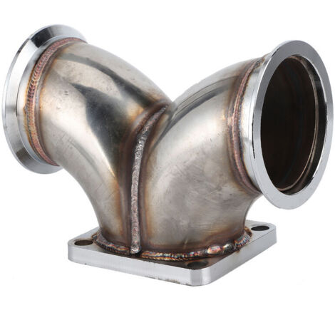 Jeffergarden VBand Adaptateur coudé à double entrée en Y 3 pouces pour moteur V6 V8 Turbocompresseur T4 Bride à double défilement