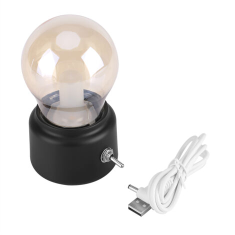Jeffergarden Veilleuse LED rétro créative, veilleuse rechargeable par USB, noire