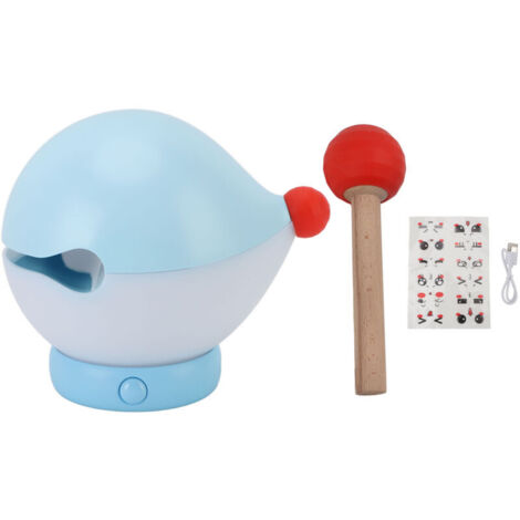 Jeffergarden Veilleuse poisson en bois, rechargeable, sans fil, variable, avec autocollants mignons, 3 niveaux de luminosité, lampe de chevet bleue