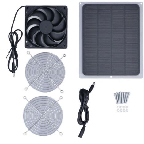 Jeffergarden Ventilateur à panneau solaire 6W avec filet de protection, serre étanche pour poulailler pour l'extérieur