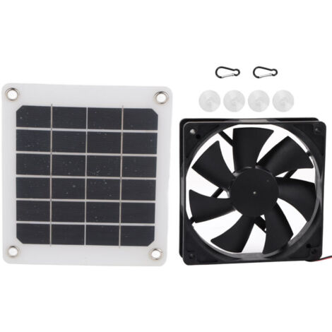 Jeffergarden Ventilateur de Panneau Solaire, 6V 10W IP65 étanche Extérieur Panneau d'alimentation Solaire Ventilateur D'extraction USB Charge pour Poulailler à Effet de Serre