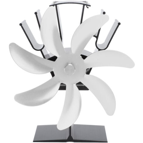 Jeffergarden Ventilateur de poêle à 7 pales à énergie thermique, en alliage d'aluminium thermoélectrique, pour poêles à bois, couleur argent