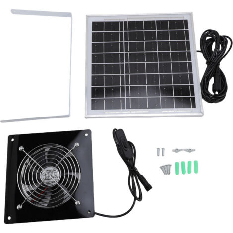 Jeffergarden Ventilateur d'extraction solaire, panneau de 8 W et ventilation à haute vitesse pour serre, poulailler, abri pour animaux.