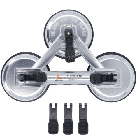 Jeffergarden Ventosa triple de 170 kg, fuerza horizontal, elevación fuerte, adecuada para vidrio, mármol, piso, azulejos y espejos.