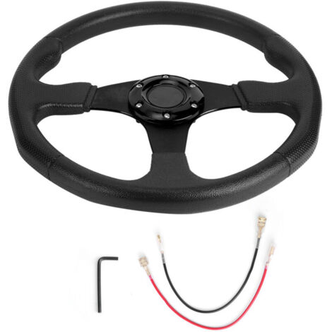 Jeffergarden Volant sport de course 350 mm/14 pouces, jante profonde, fixation 6 boulons, accessoire universel modifié, noir