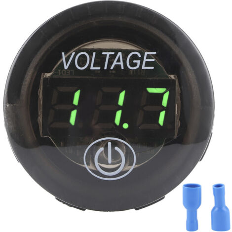 Jeffergarden Voltmètre numérique universel à LED CC, indicateur de tension pour batterie de voiture 12-24 V avec interrupteur tactile, vert