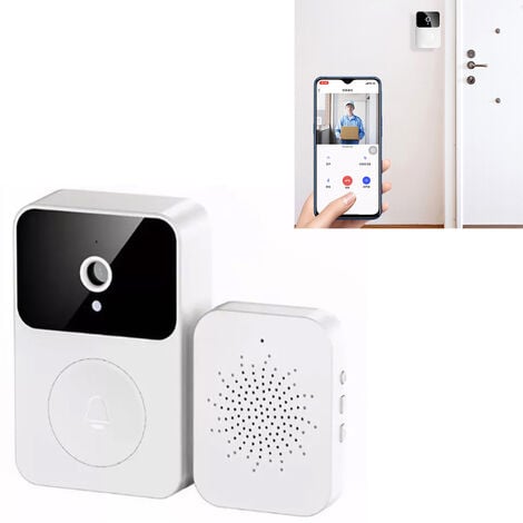 Jeffergarden X9 Smart Sonnette vidéo à distance sans fil avec caméra visuelle intelligente avec changement de voix HD Vision nocturne Partage d'applications pour la maison Capture automatique Stockage