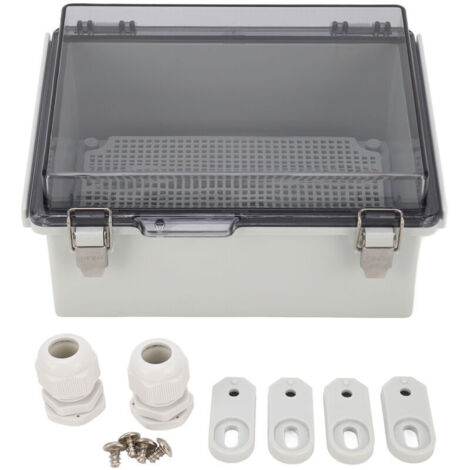 Jeffergarden,Boîte de jonction en plastique ABS, coque articulée étanche à la poussière, boîtier de projet universel extérieur avec couvercle transparent gris