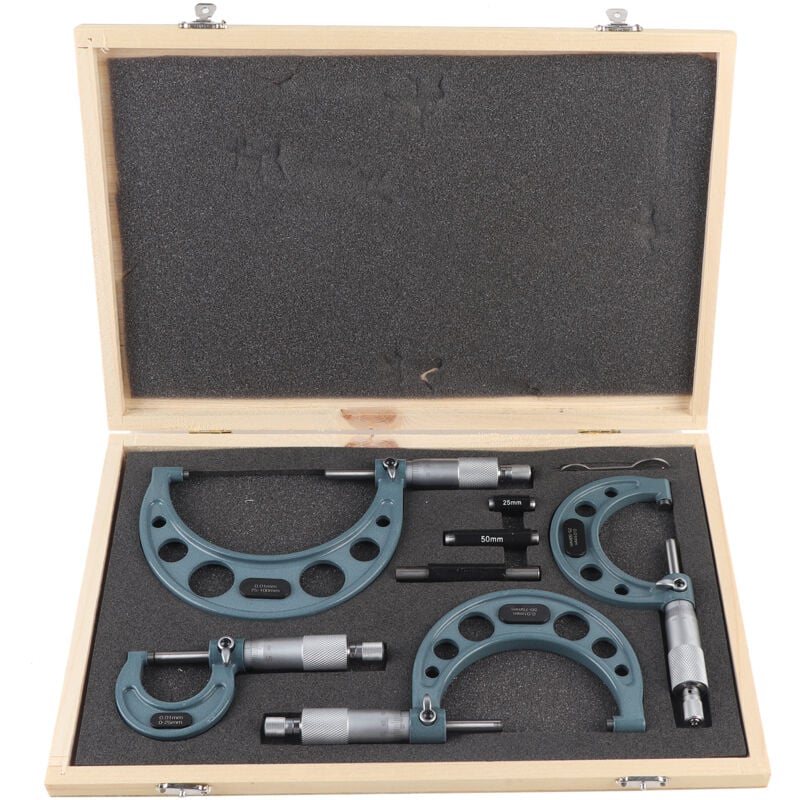Micromètres extérieurs métriques 0-100mm, jauge d'épaisseur, étriers de mesure avec étui, 4 pièces - Jeffergarden