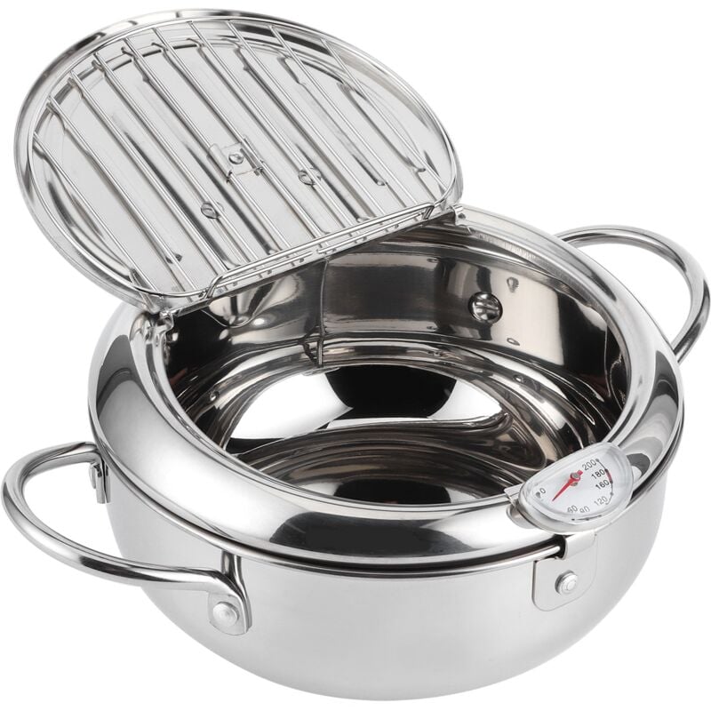 Jeffergarden,Mini marmite en acier inoxydable de Style japonais, avec thermomètre, compatible avec cuisinière à Induction, 24cm