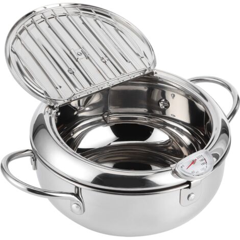 Jeffergarden,Mini marmite en acier inoxydable de Style japonais, avec thermomètre, compatible avec cuisinière à Induction, 24cm