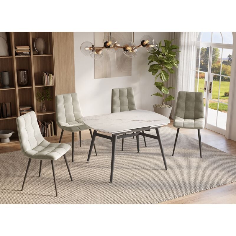Deco In Paris - jena - Table à manger rectangulaire extensible effet marbre jena