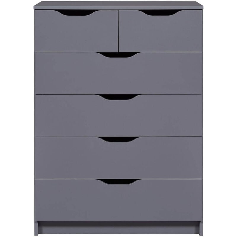 Jenny - Commode Haute 6 Tiroirs Coloris Anthracite