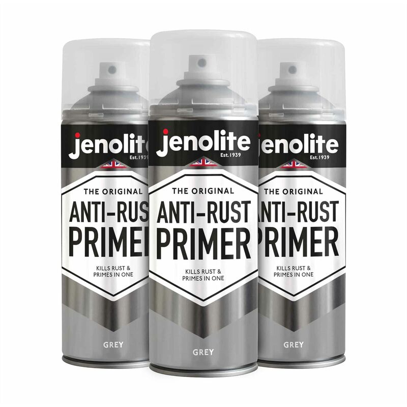 Mm_unverified_brand - Grey - 3 x 400ml Aerosol - jenolite Anti-Rust Primer Aerosol - Grey - (high performance protection against rust & corrosion)