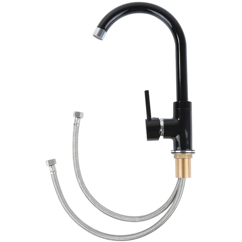 Robinet Cuisine Noir Mitigeur Cuisine Rotatif à 360° Robinet Evier Monotrou à Eau Chaude et Froide