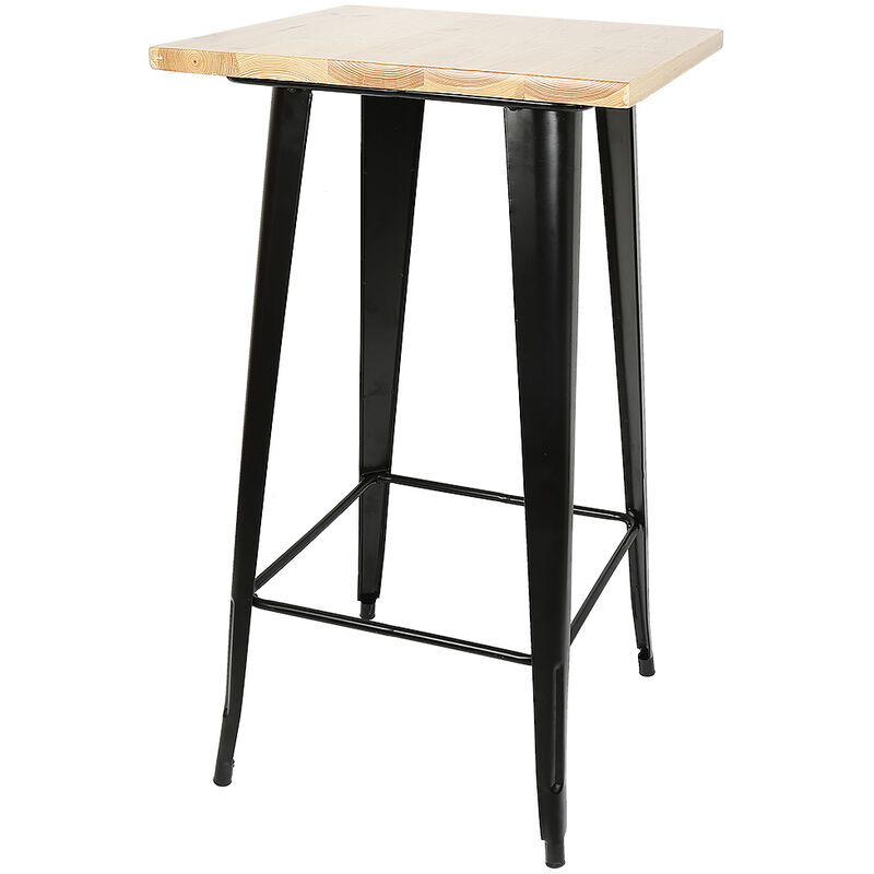 Table haute mange debout bar bistrot noir 110 cm pinède et acier - Noir