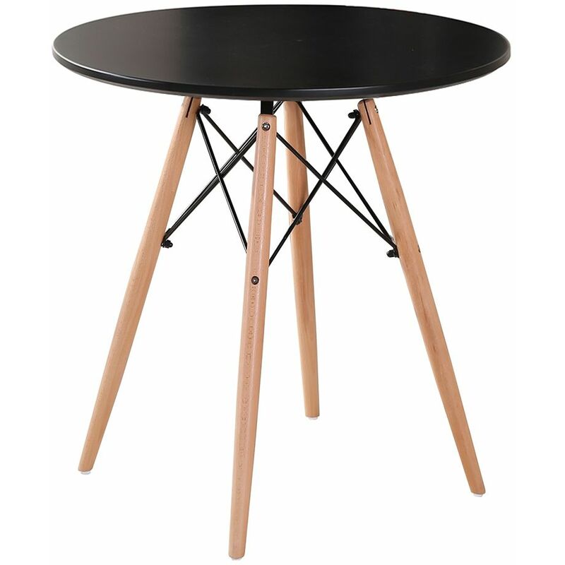 <strong>jeobest</strong>®<strong>table</strong> ronde noir style scandinave - 80*80*75cm