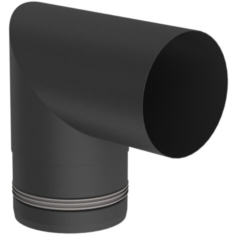 Jeremias PELLET-LINE Kniewinkel 90°  Edelstahl schwarz Ø 100 mm