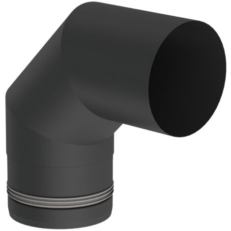 Jeremias PELLET-LINE Winkel 90°  Edelstahl schwarz Ø 100 mm
