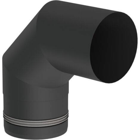 Jeremias PELLET-LINE Winkel 90°  Edelstahl schwarz Ø 80 mm