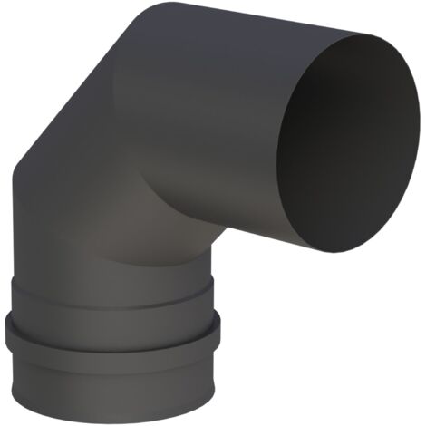 Jeremias PELLET-LINE Winkel 90° mit FU-Muffe inkl. Dichtung (Geräteanschluss)  Edelstahl schwarz Ø 100 mm