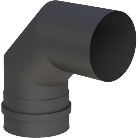 Jeremias PELLET-LINE Winkel 90° mit FU-Muffe inkl. Dichtung (Geräteanschluss)  Edelstahl schwarz Ø 80 mm