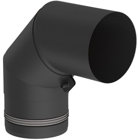 Jeremias PELLET-LINE Winkel 90° mit Revisionsöffnung  Edelstahl schwarz Ø 100 mm