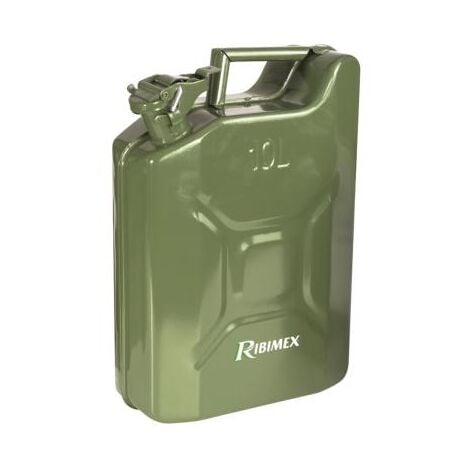 Relaxdays jerrican essence 10l, bidon de réserve essence & diesel, étanche,  poignée, bidon métal, vert olive