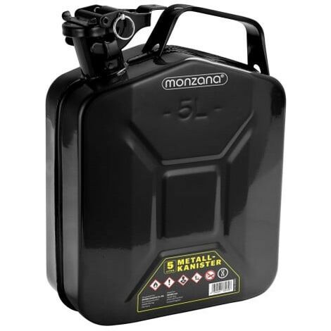 Jerrican - Bidon à Carburant 5L en Métal Noir. Certifié UN (ONU) et sécurisé
