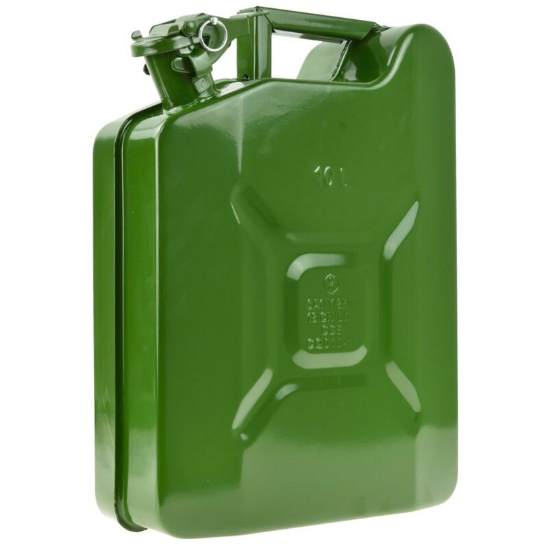 Geko - Jerrican essence en métal avec bouchon hermétique 10 l