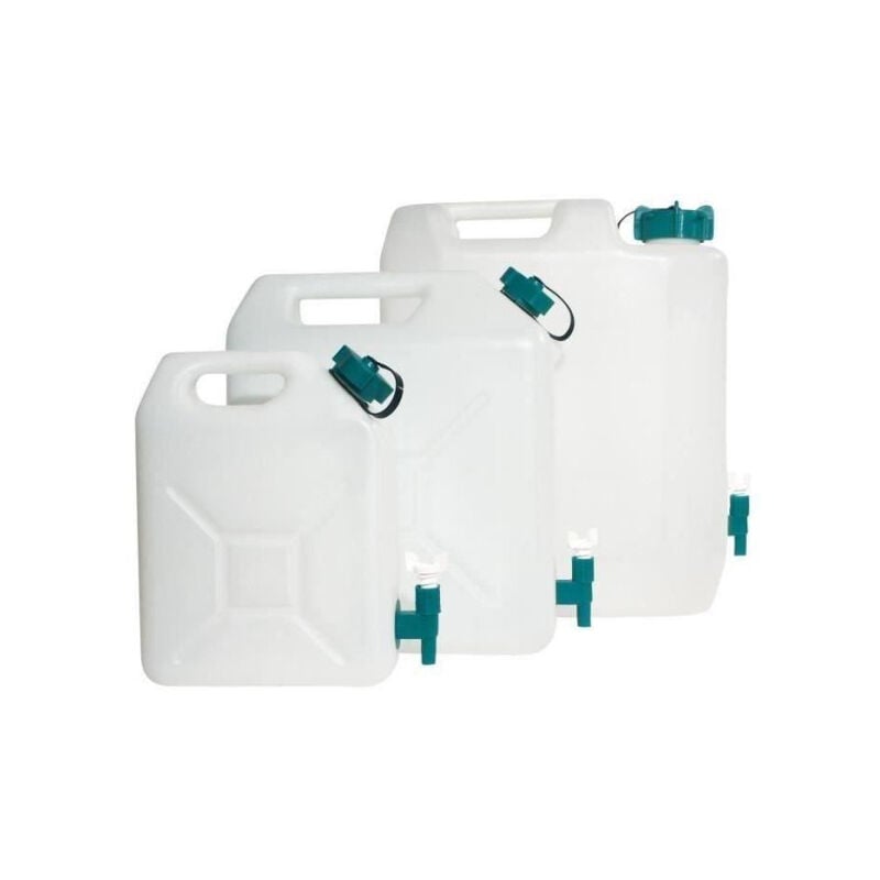 Sans Marque - Jerrycan extra-fort - [marque] - avec robinet eau propre 5 litres - Blanc et vert - Camping-car