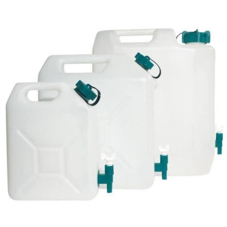 Jerrycan extra-fort - [MARQUE] - avec robinet eau propre 5 litres - Blanc et vert - Camping-car