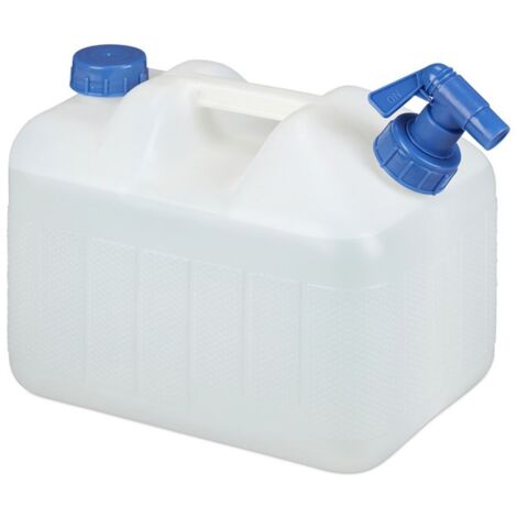 Jerrycan jerricane bidon d’eau robinet bouchon réservoir 10 L sans BPA camping voiture festival, blanc