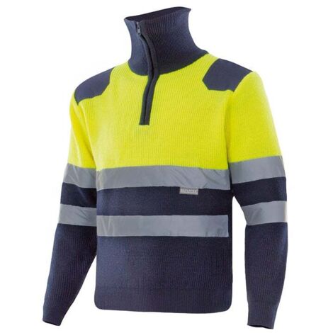 Jersey bicolor alta visibilidad con cremallera y refuerzo en hombros VELILLA Serie 301001