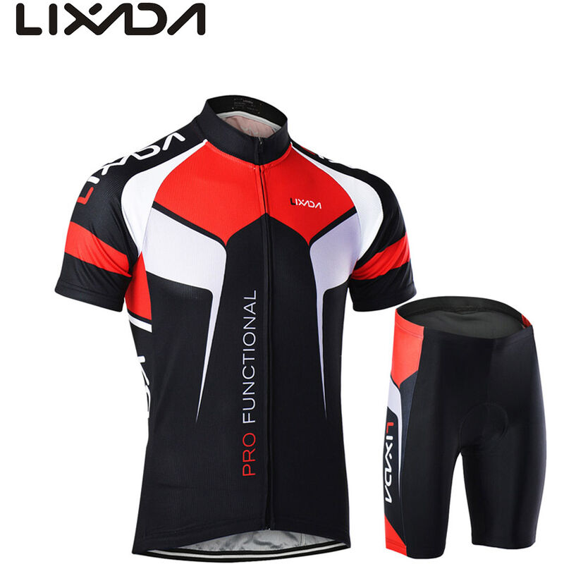 

Jersey de manga corta comodo y transpirable de secado rapido para hombre + pantalones cortos acolchados, conjunto de ropa de ciclismo, ropa deportiva