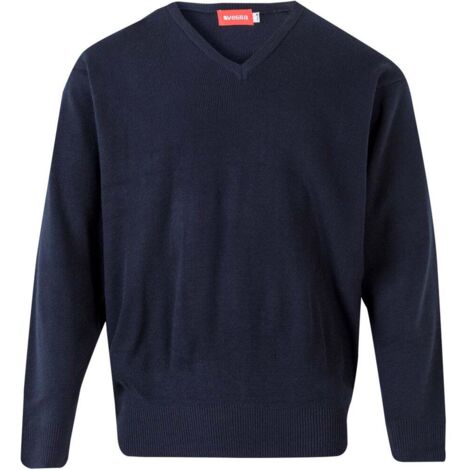 Jersey Punto Fino Con Cuello En Pico Azul Marino M