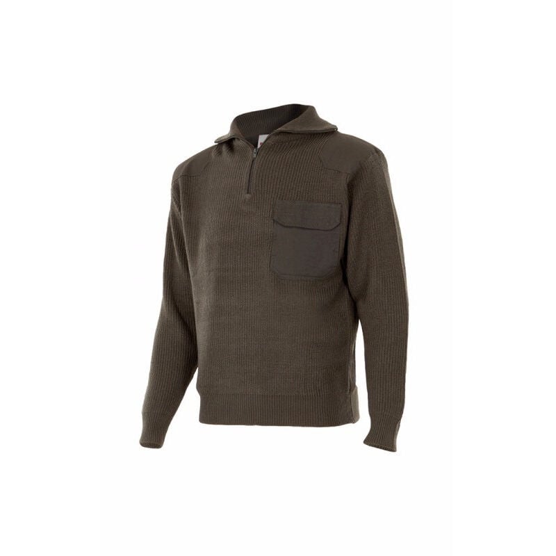 

Jersey unicolor confeccionado en punto grueso con cuello alto Serie 101 | S - Verde caza - Velilla
