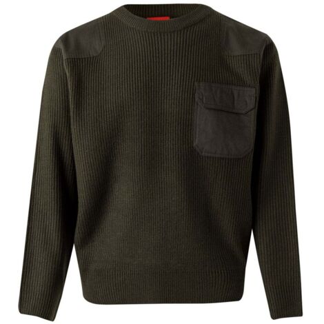Jersey punto grueso de tratamiento antipilling con cuello y puños de canalé VELILLA Serie 100 L Verde caza