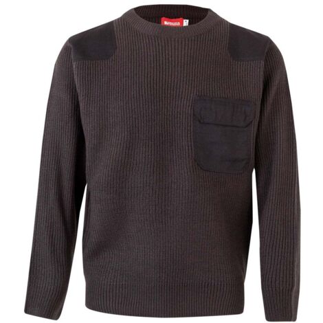 Jersey punto grueso de tratamiento antipilling con cuello y puños de canalé VELILLA Serie 100 M Gris