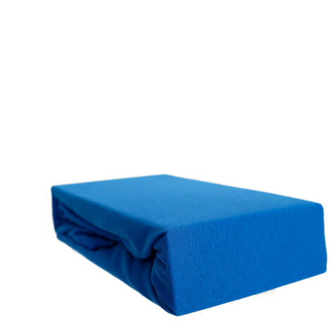 Jersey Spannbettlaken, 100% Baumwolle, 90-100x200 cm + 25 cm Rundumgummizug Blau