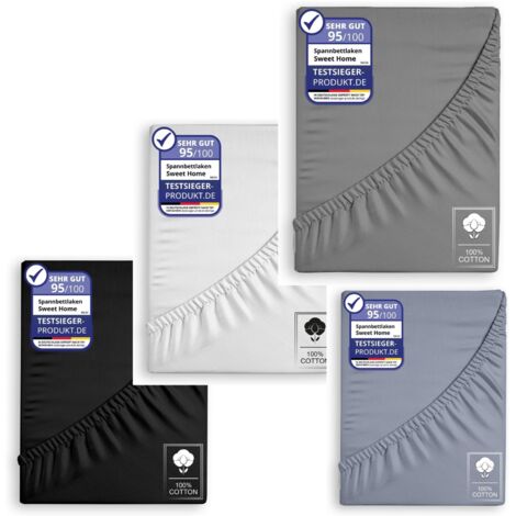 Jersey Spannbettlaken Spannbetttuch 100% Baumwolle Bettlaken Betttuch 135GSM Anthrazit 90x200cm