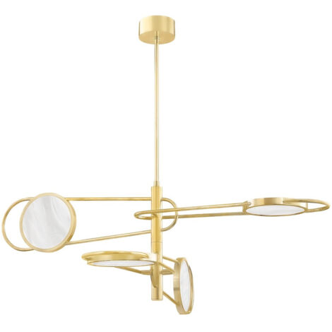 Jervis Suspension à 4 lampes en laiton, albâtre