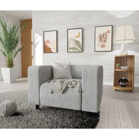 Jesper - Modernes Sessel aus Hellgrau Cord-Stoff mit bequemem Sitz