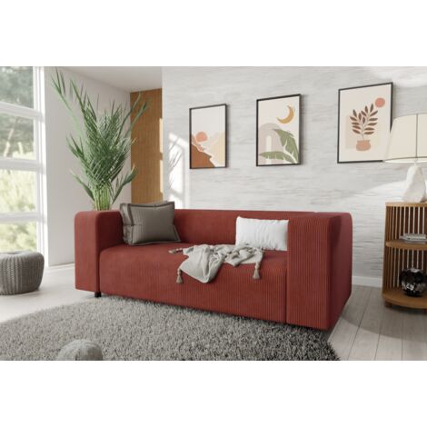 Jesper - Modernes Sofa 2 sitzer aus Terrakotta Cord-Stoff mit bequemem Sitz