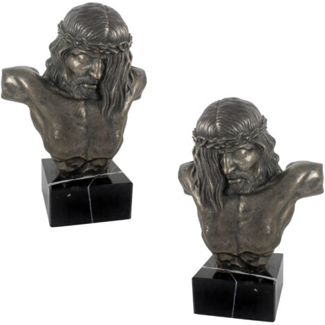 Jésus - Statuette de Jésus, buste sur socle en pierre, sculpture Art-Dog