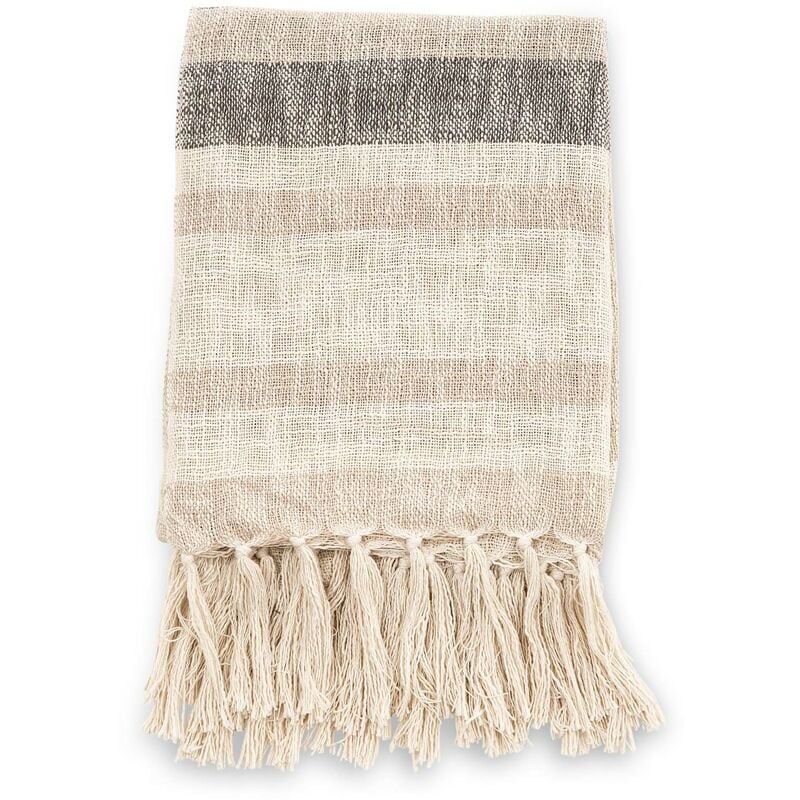 Jeté de canapé en polyester Sandy 170 x 130 cm Beige et vert foncé