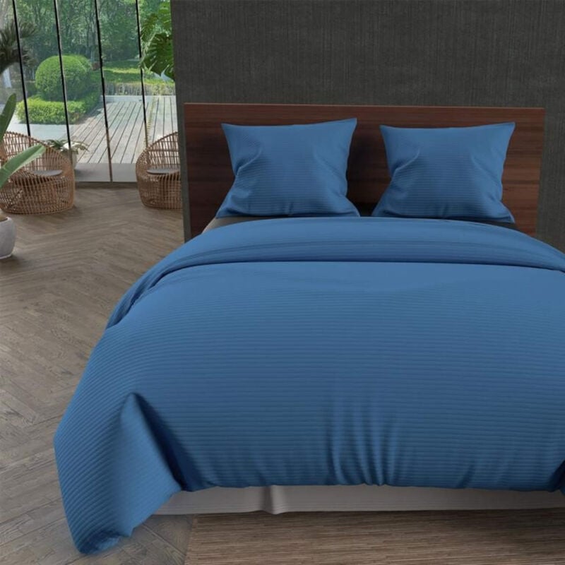 soleil d ocre - jeté de lit bleu 100% polyester 180x220 - bleu